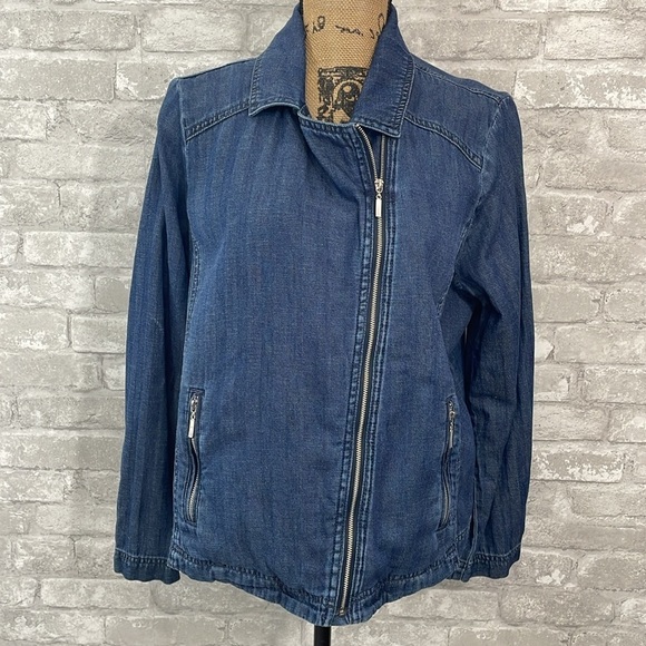 Chico’s Herringbone Denim Moto Jacket - Picture 3 of 10
